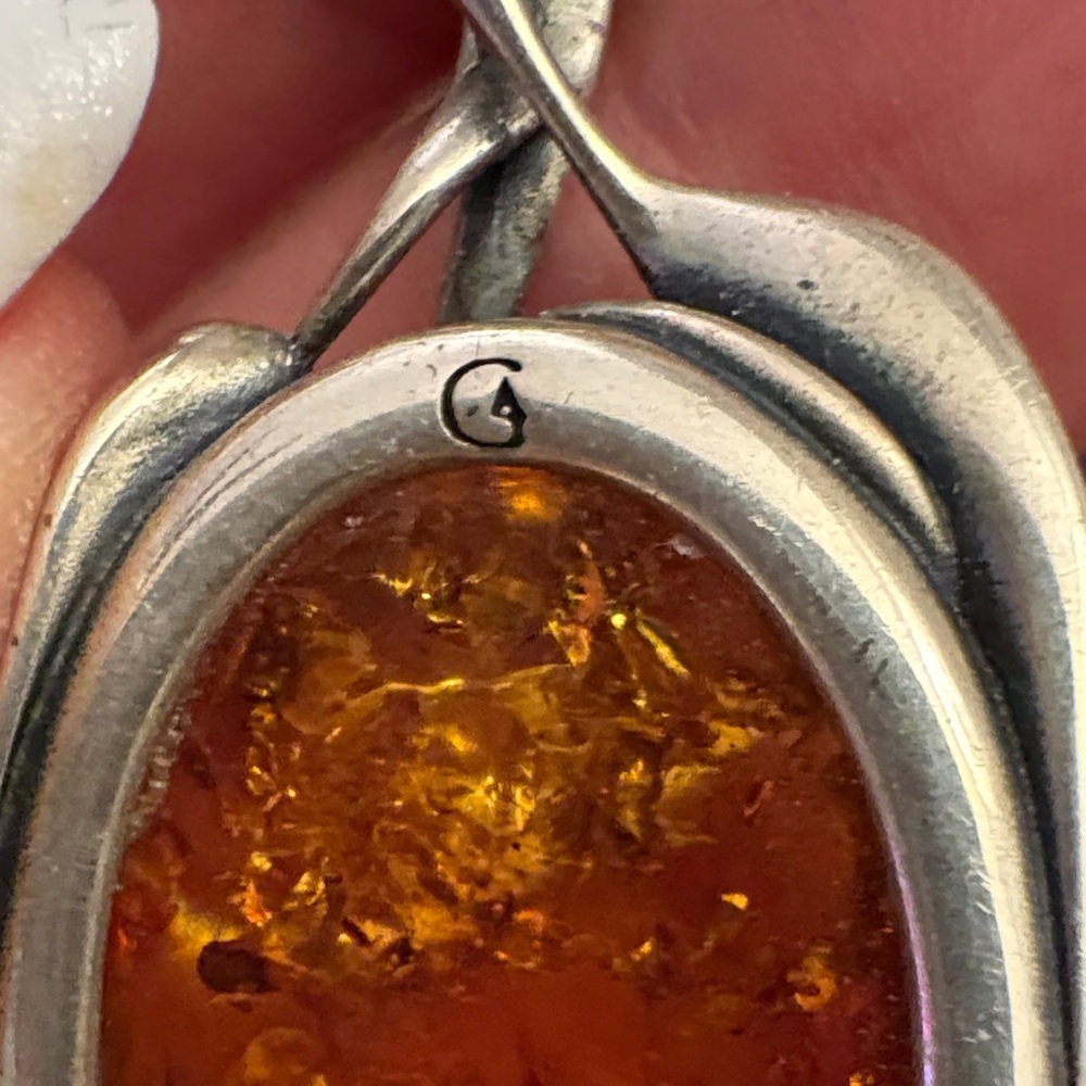 Amber and Silver Necklace and Earring Set - Picture 6 of 13